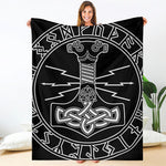 Mjolnir And Younger Futhark Print Blanket