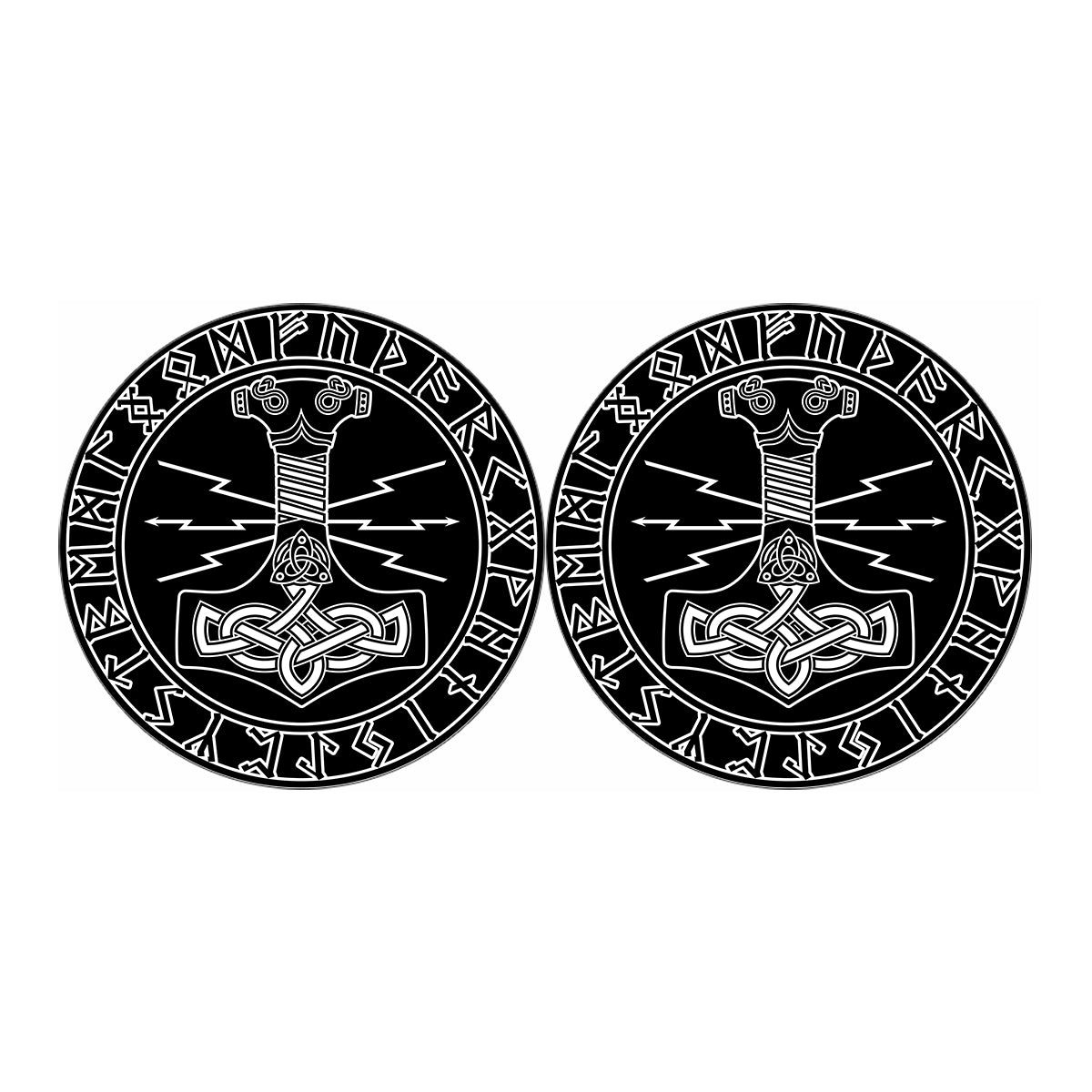 Mjolnir And Younger Futhark Print Car Coasters