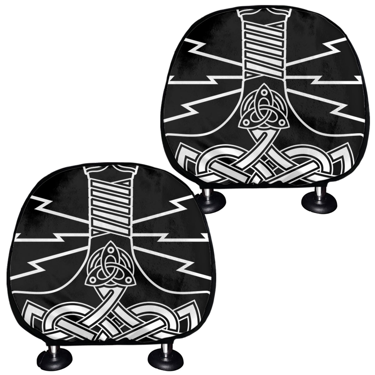 Mjolnir And Younger Futhark Print Car Headrest Covers