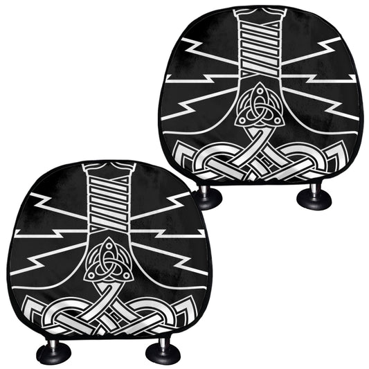 Mjolnir And Younger Futhark Print Car Headrest Covers