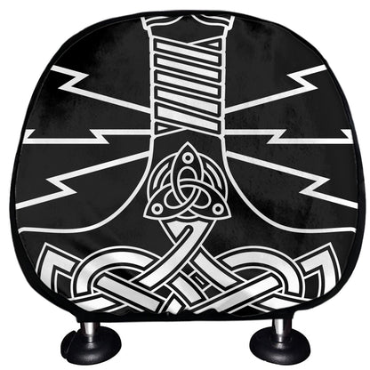Mjolnir And Younger Futhark Print Car Headrest Covers