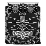 Mjolnir And Younger Futhark Print Duvet Cover Bedding Set