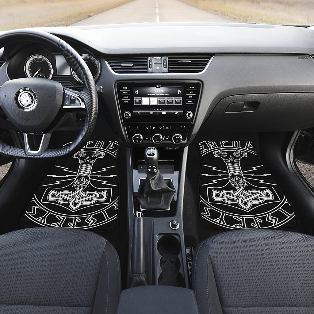 Mjolnir And Younger Futhark Print Front and Back Car Floor Mats