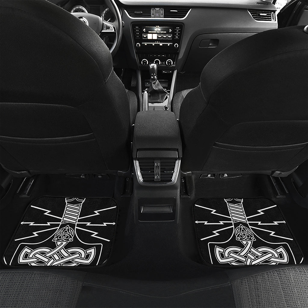 Mjolnir And Younger Futhark Print Front and Back Car Floor Mats