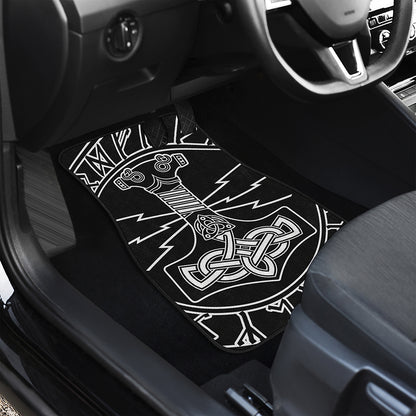 Mjolnir And Younger Futhark Print Front Car Floor Mats