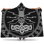 Mjolnir And Younger Futhark Print Hooded Blanket