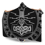 Mjolnir And Younger Futhark Print Hooded Blanket