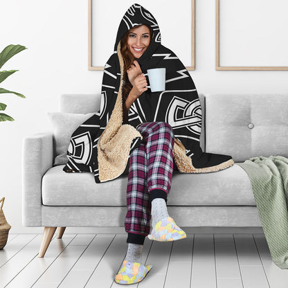 Mjolnir And Younger Futhark Print Hooded Blanket