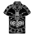 Mjolnir And Younger Futhark Print Men's Short Sleeve Shirt