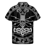 Mjolnir And Younger Futhark Print Men's Short Sleeve Shirt