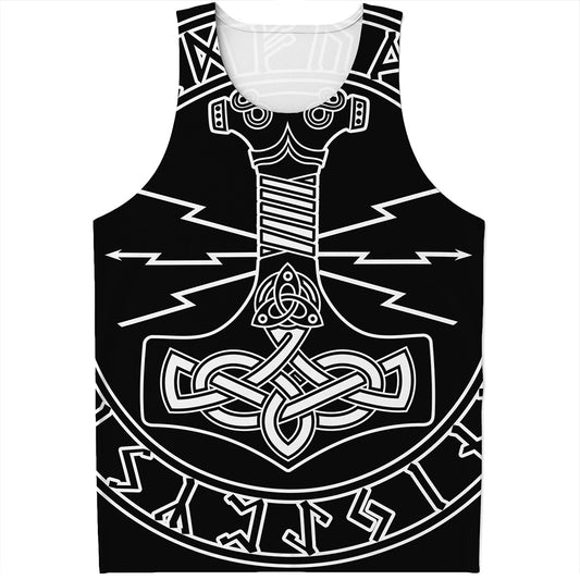 Mjolnir And Younger Futhark Print Men's Tank Top