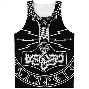 Mjolnir And Younger Futhark Print Men's Tank Top