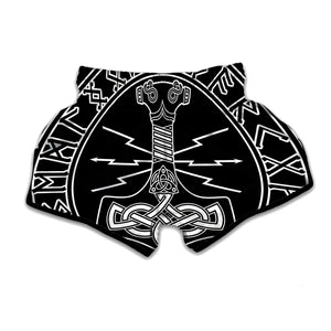 Mjolnir And Younger Futhark Print Muay Thai Boxing Shorts