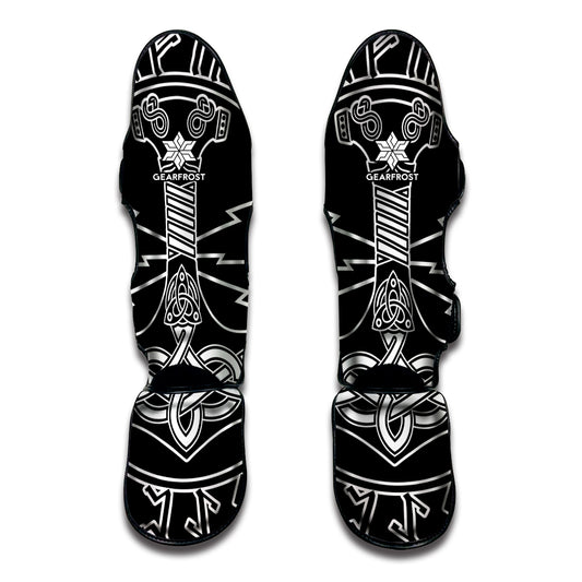 Mjolnir And Younger Futhark Print Muay Thai Shin Guard