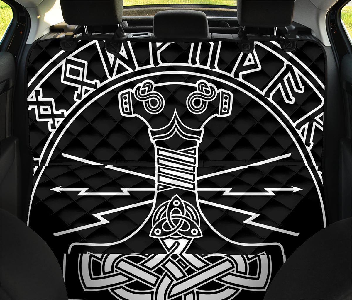 Mjolnir And Younger Futhark Print Pet Car Back Seat Cover