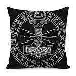 Mjolnir And Younger Futhark Print Pillow Cover