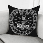 Mjolnir And Younger Futhark Print Pillow Cover