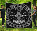 Mjolnir And Younger Futhark Print Quilt