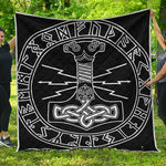 Mjolnir And Younger Futhark Print Quilt