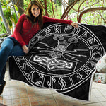 Mjolnir And Younger Futhark Print Quilt