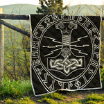 Mjolnir And Younger Futhark Print Quilt