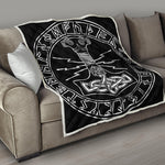Mjolnir And Younger Futhark Print Quilt