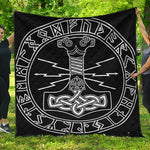 Mjolnir And Younger Futhark Print Quilt