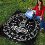 Mjolnir And Younger Futhark Print Quilt