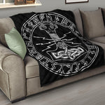 Mjolnir And Younger Futhark Print Quilt