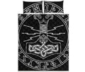 Mjolnir And Younger Futhark Print Quilt Bed Set