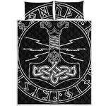 Mjolnir And Younger Futhark Print Quilt Bed Set