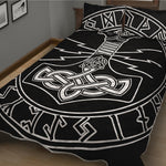 Mjolnir And Younger Futhark Print Quilt Bed Set
