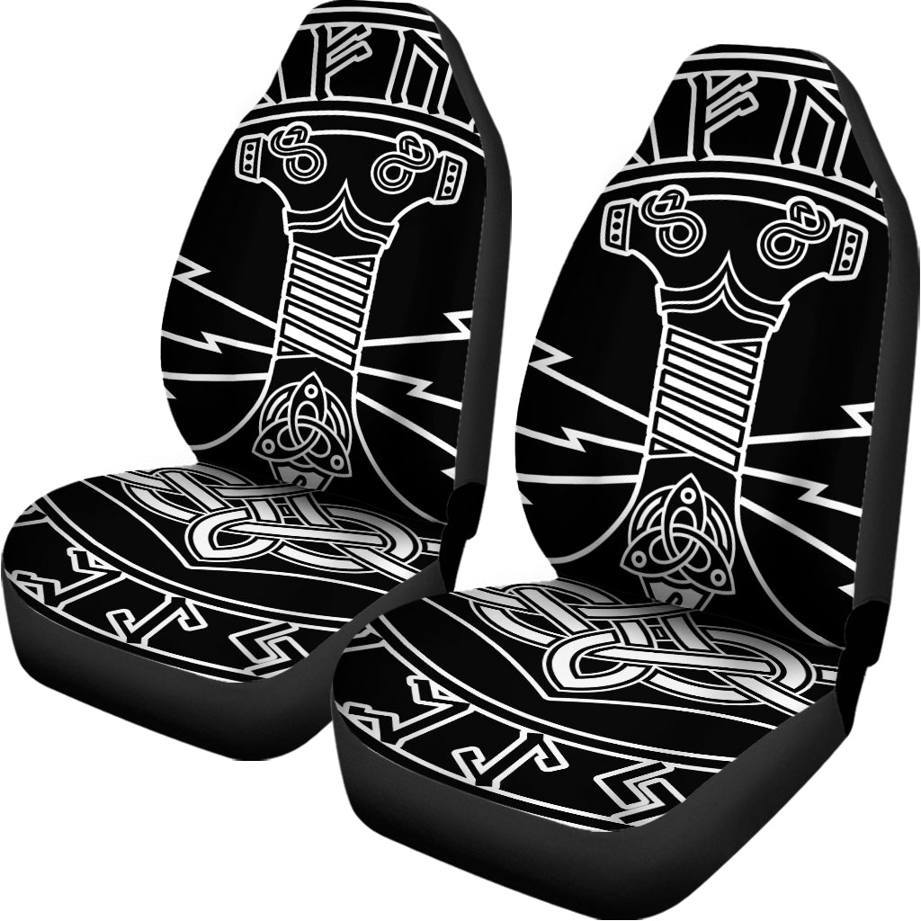 Mjolnir And Younger Futhark Print Universal Fit Car Seat Covers