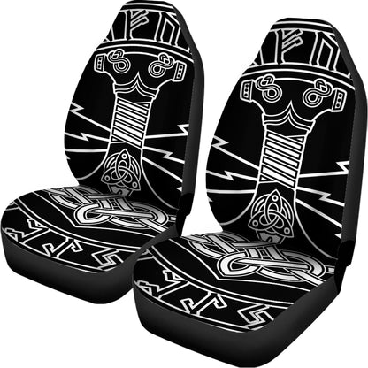 Mjolnir And Younger Futhark Print Universal Fit Car Seat Covers