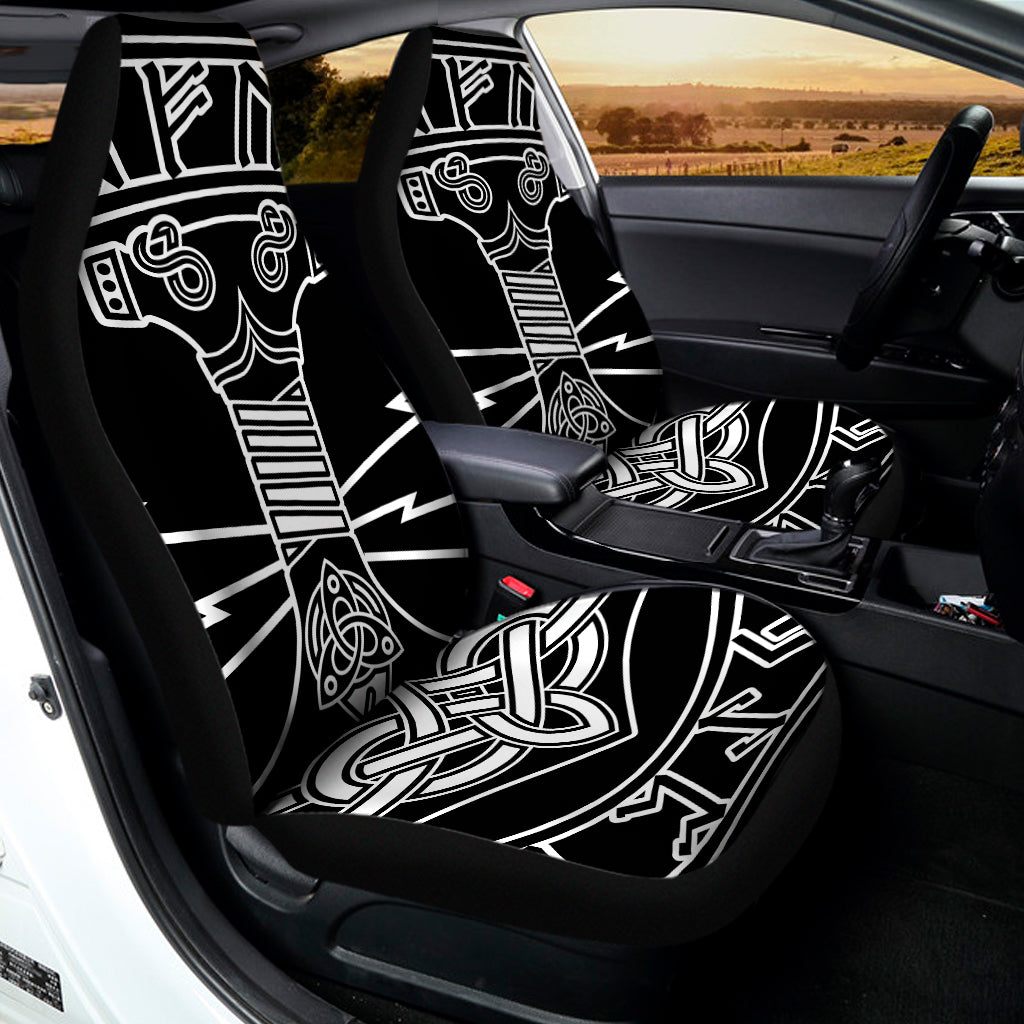 Mjolnir And Younger Futhark Print Universal Fit Car Seat Covers