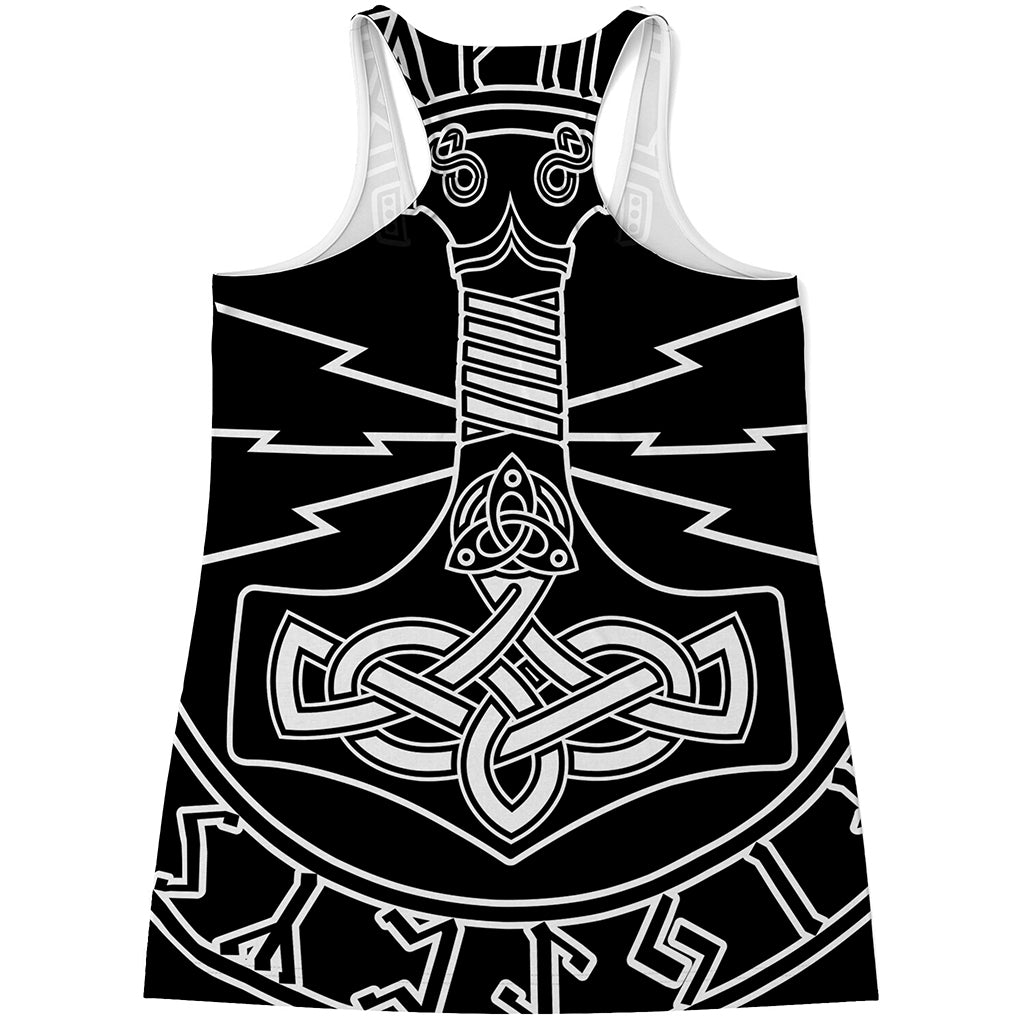 Mjolnir And Younger Futhark Print Women's Racerback Tank Top