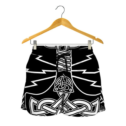 Mjolnir And Younger Futhark Print Women's Shorts