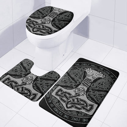 Mjolnir Hammer Of Thor Print 3 Piece Bath Mat Set
