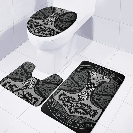 Mjolnir Hammer Of Thor Print 3 Piece Bath Mat Set