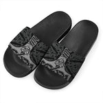Mjolnir Hammer Of Thor Print Black Slide Sandals