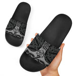 Mjolnir Hammer Of Thor Print Black Slide Sandals