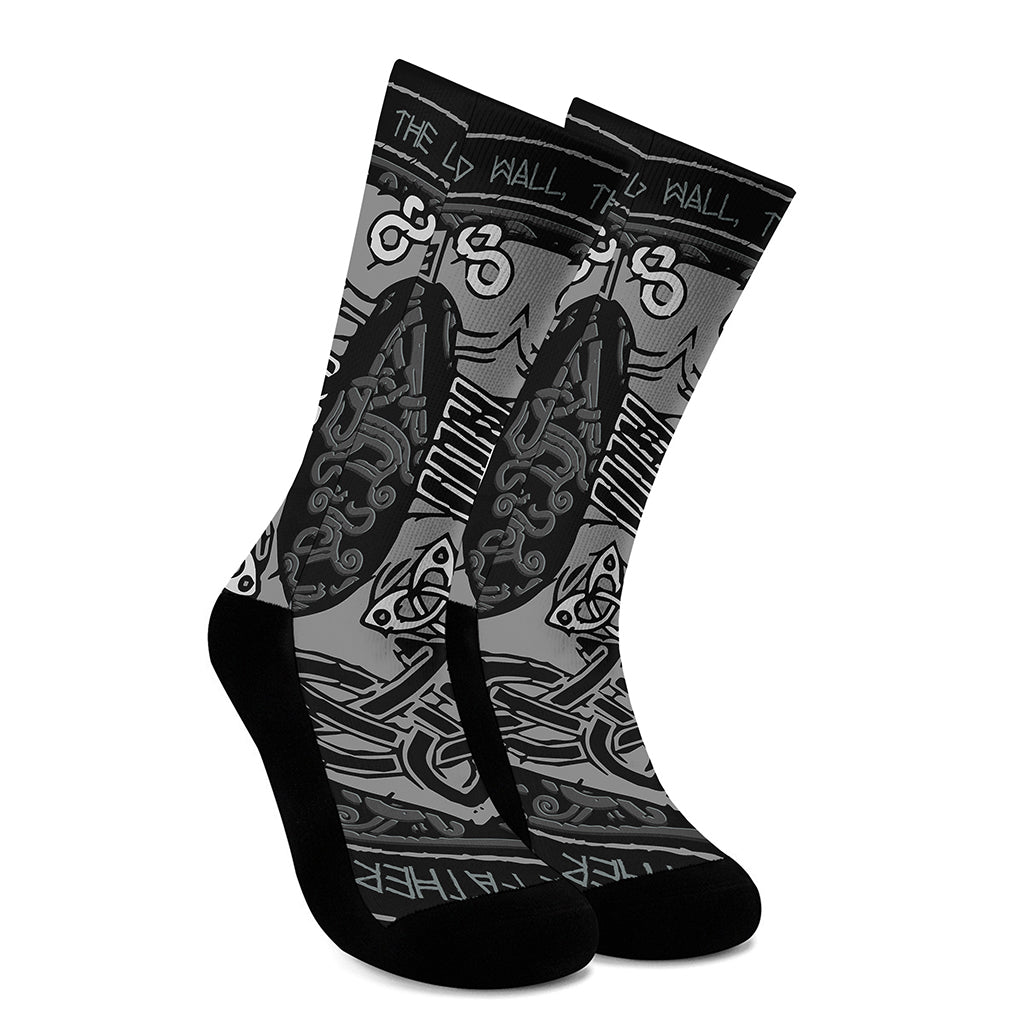 Mjolnir Hammer Of Thor Print Crew Socks