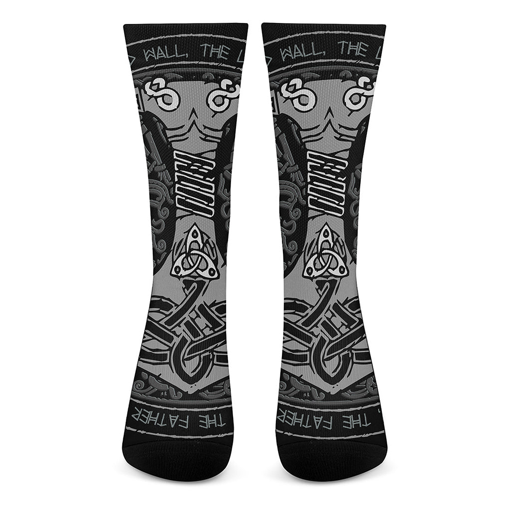 Mjolnir Hammer Of Thor Print Crew Socks