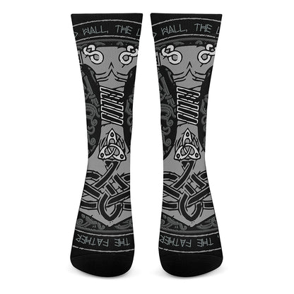 Mjolnir Hammer Of Thor Print Crew Socks