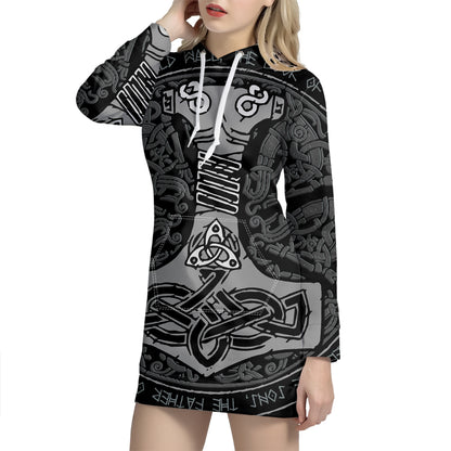Mjolnir Hammer Of Thor Print Pullover Hoodie Dress