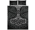 Mjolnir Hammer Of Thor Print Quilt Bed Set