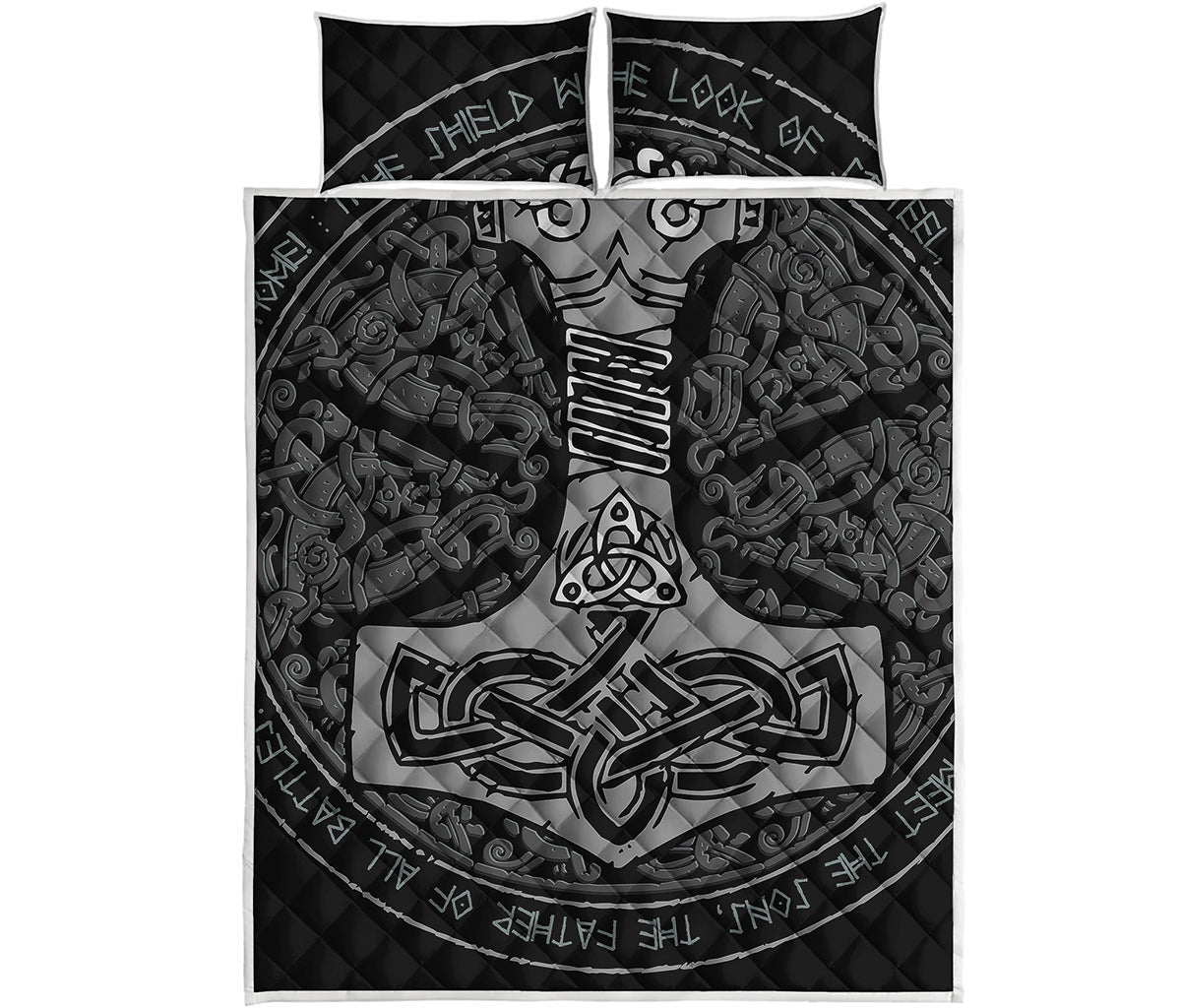 Mjolnir Hammer Of Thor Print Quilt Bed Set