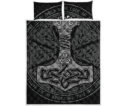 Mjolnir Hammer Of Thor Print Quilt Bed Set