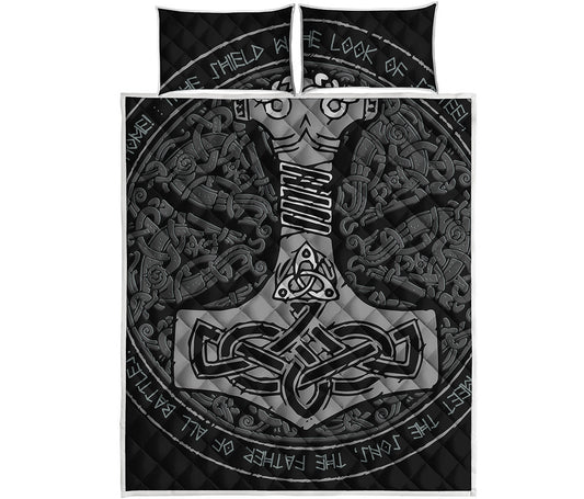 Mjolnir Hammer Of Thor Print Quilt Bed Set