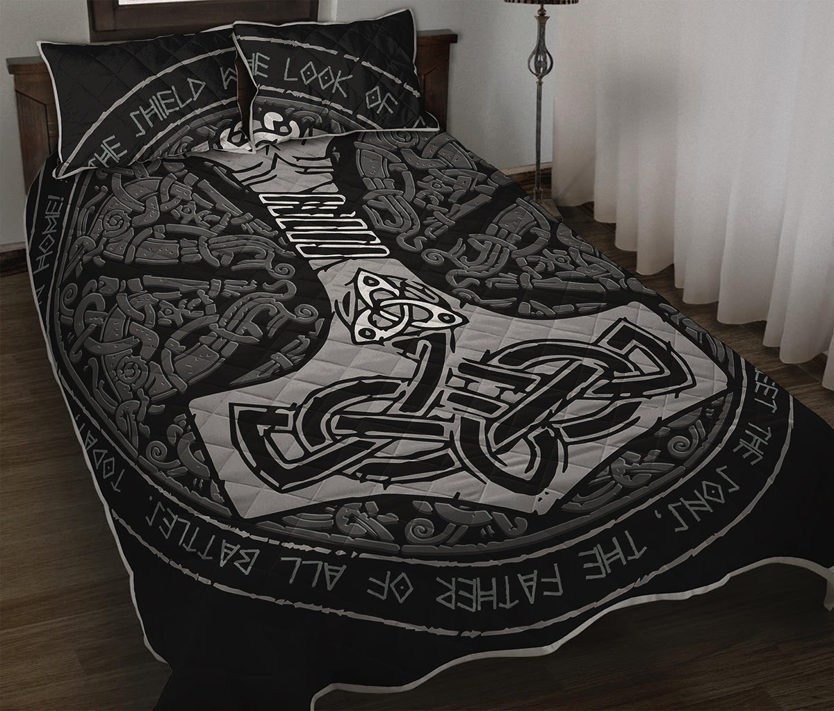 Mjolnir Hammer Of Thor Print Quilt Bed Set